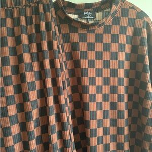 LaLa Lex Ribbed Checkerboard Playsuit / size S / Tops and bottoms SETS